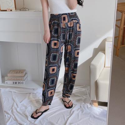 China Anti-wrinkle Good Elasticity Slacks Beach Pants Summer Wide Leg Pants For Women Big Size Women Big Leg Pants Breathable Pants for sale