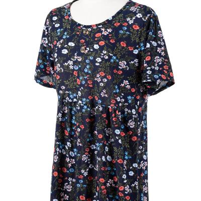 China High Quality Anti-wrinkle Flower Ladies Dress For Fat Women Vintage Casual Dresses Elegant Ladies Floral Print Dress for sale