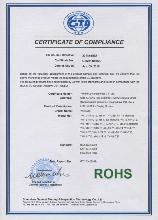 ROHS - Yaham Optoelectronic Co., Ltd