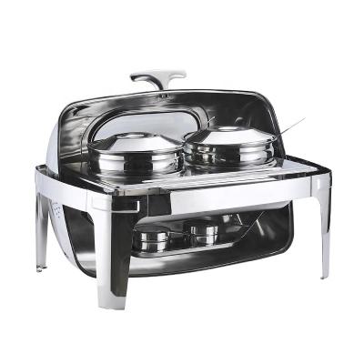 China Household Factory-Outlet Stainless Steel Dining Stove Rectangular For Hotel Visible Food Warmer For Restaurant for sale