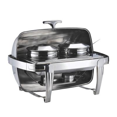 China Household Stainless Steel Buffet Stove for Restaurant Metal Dinner Stove with Two Soup Pots for Hotel for sale