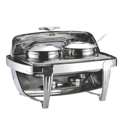 China Household Food-Rated Stainless Steel Buffet Stove Dinner Stove with Double Soup Pots Food Warmer for Restaurant for sale