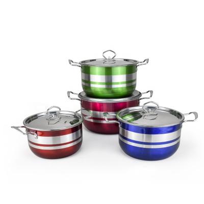 China Eco-friendly stainless steel sustainable cookware sets for kitchen colorful soup pot set with 20-26 cm from China for sale