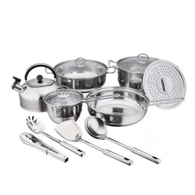 China Sustainable Eco-friendly Pot Set Stainless Steel With Kitchenware And Kettle For Family And Household Used for sale