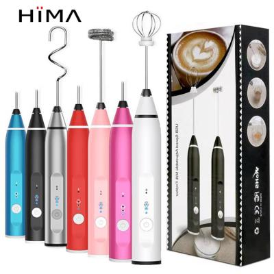 China Viable IT One Electric Silver Milk Frother USB Handheld Rechargeable Milk Frother 3 Ships Egg Beater Coffee Frother Blender Foam Maker for sale