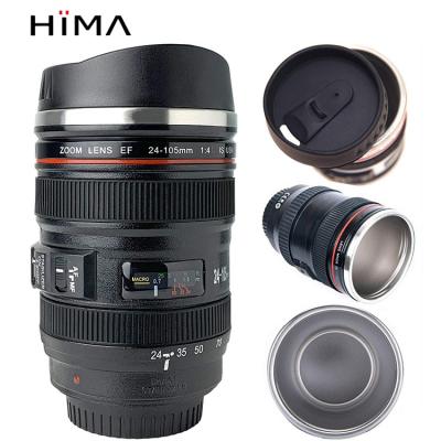 China Viable Leak Proof Camera Lens Coffee Mug Stainless Steel Thermos Camera Lens Coffee Mug With Flip Top Lid for sale