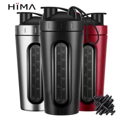 China Viable Gym 28OZ Shaker Bottle Leak Proof Protein Shaker Mug Custom LOGO Visible Window Stainless Steel With Balls for sale