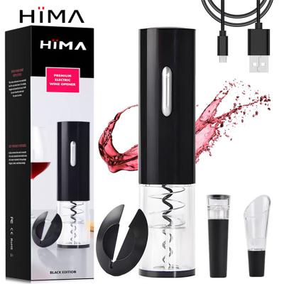 China Viable IT One Wine Opener Corkscrew All Black Usb Rechargeable Electric Wine Kit Automatic Bottle Opener Set for sale