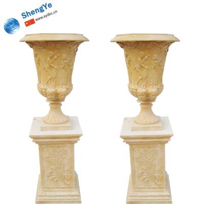 China European factory direct sales can be the park products customized natural marble flower pot garden sets for sale