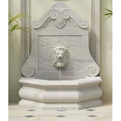 China Exquisite details garden marble wall fountain with lion head SYPX-307 for sale