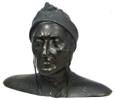 China Exquisite Details Bronze Dante Poet Bust Statue for sale