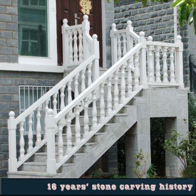 China Exquisite Details Hand Carved White Marble Stair Railings for sale