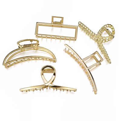 China Fashion Jewelry French Design Luxury Women Fashion Accessories Vintage Gold Metal Hair Claw Clips For Girls for sale