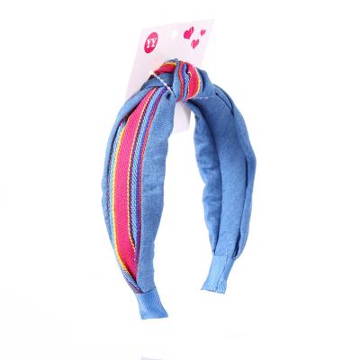 China Good Quality Rainbow Stripe Knot Hair Circle Ladies Splicing Splicing Headband For Girl for sale