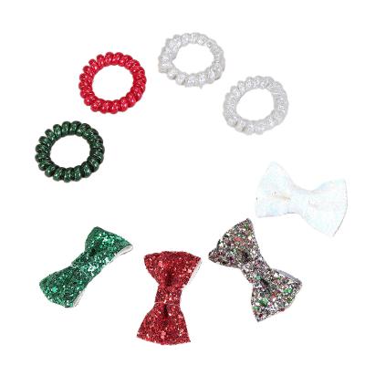 China Plastic/Cloth 8 Pack Holiday Hair Ties Rainbow Sequins Hair Rope Loves Christmas Elastic Women Hair Accessories for sale