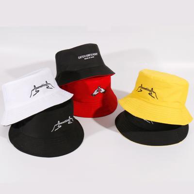 China Picture 100% Cotton Custom Your Own Logo Embroidery Cheap Reversible Bucket Hats Bulk Wholesale for sale