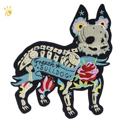 China Sustainable Dog Cloth Patches Embroidery Applique Biker Badge Iron On Stickers Brand Logo Customized OEM Emblem for sale