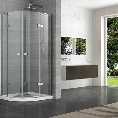 China Modern Frameless Pivot Hinge Quadrant Shower Enclosure for sale