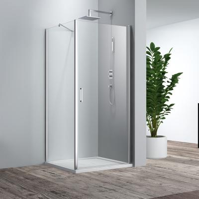 China Large Entry Space Pivot Hinge Square Frameless Shower Enclosure for sale