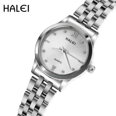 China HALEI waterproof popular casual best-selling ladies watch stainless steel top luxury alloy silver women's quartz watches for sale