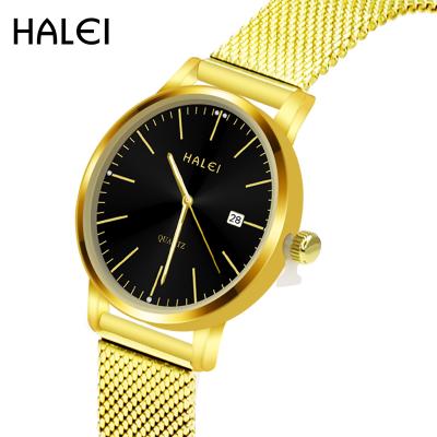 China 2021 new waterproof HALEI ladies watch bestsellers personalosed lush classy mesh strap gold women quartz watches for sale