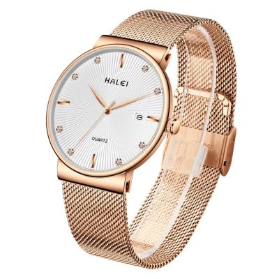 China High Quality Fashion Halei Auto Date Ladies Watch Luxury Stainless Steel Quartz Watches For Women for sale