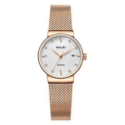 China Factory direct sales automatic date style best-selling stainless steel mesh band couples quartz luxury watch for sale