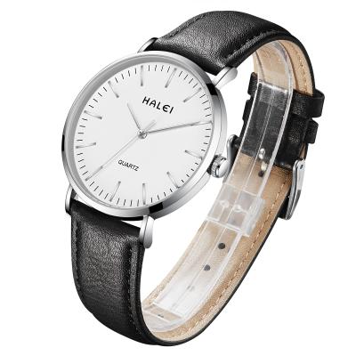 China Halei fashion leather wrist men's high quality quartz watches men's waterproof original brand watch for sale