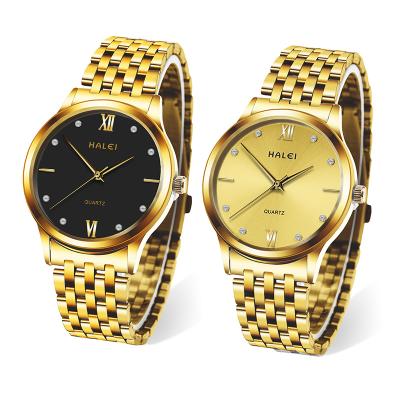 China High Quality Water Resistant HALEI Men Watch Waterproof Gold Stainless Steel Top Grade Couples Quartz Watchces for sale