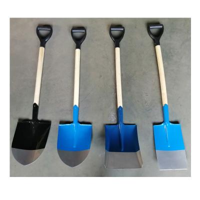 China Africa S503 S501 S512 shovel head agriculture shovel with D handle poplar wooden plastic handle best price hot sale for sale