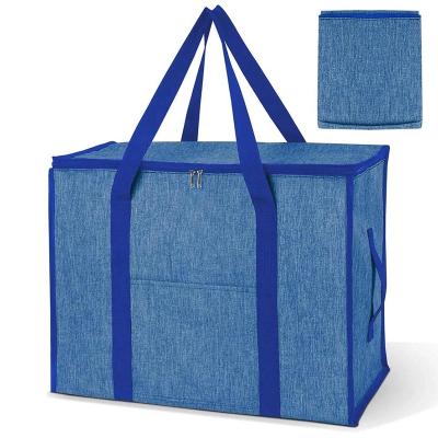 China Large Sustainable Storage Tote With Zippers Carrying Bag Heavy Duty Oxford Cloth Moving Bags For Clothes for sale