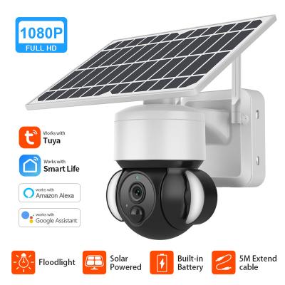 China Human motion tracking 1080p wifi camera Tuya solar floodlight for outdoor human yard PIR motion detection security IP camera for sale