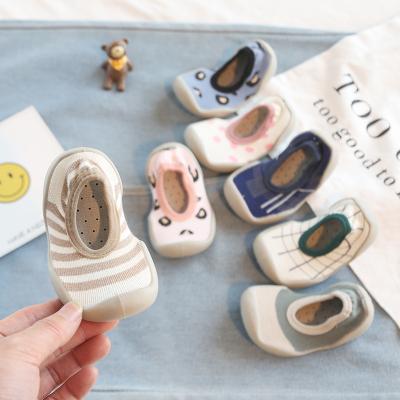 China Hot Sale QUICK DRY Cotton Baby Booties Rubber Soles Anti Slip Toddler Custom Baby Sock Shoes for sale