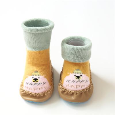 China Hotsale Autumn and Winter Baby Floor Terry Antibacterial Socks Thickened Unique Baby Toddler Shoes Kids Socks For 0-3 Years for sale