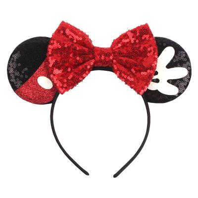 China Sweet Chic Glitter Bow Mouse Ears Headband Women Shape Bunny Ears Sequin Bow Hair Band Girls Hair Accessories 2021 New Headbands for sale