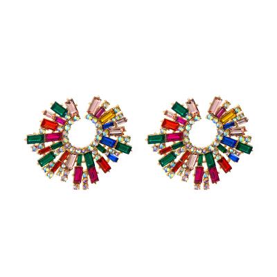 China FASHIONABLE Hot Selling Colorful Alloy Inlaid Rhinestones Designs Handmade Earrings Jewelry Earring Dinner For Woman for sale