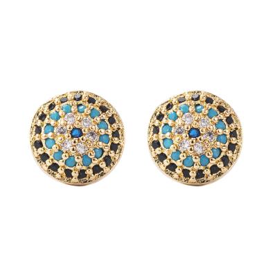 China Exquisite Hot Selling Colorful Devil's Eye Zircon Earrings Full Diamond Designs Earrings Trendy Exquisite Party For Woman for sale