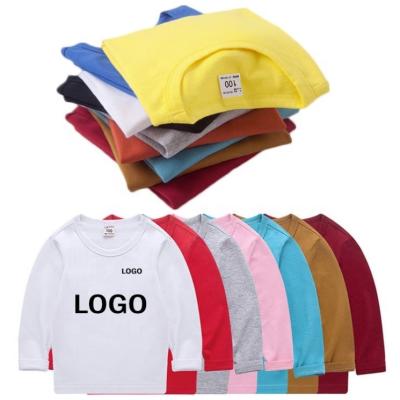 China Costom 2021 Breathable Made Logo Long Sleeves Girl Kids T-shirts Simple T-shirt for sale