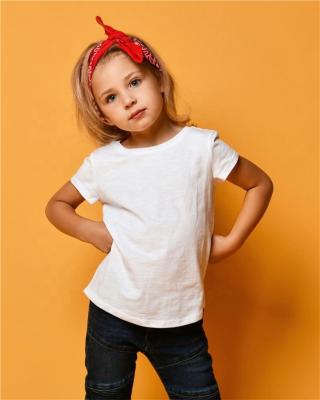 China 205g Custom Cotton 205g Kids T-shirts Round Neck Short Sleeve 100% Girl and Boy T-shirt for sale