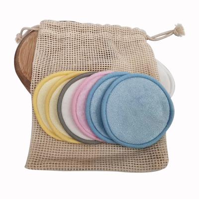 China Reusable Makeup Girls Bamboo Fiber Loop Cosmetic Makeup Remover Pads 8cm / Customizable for sale