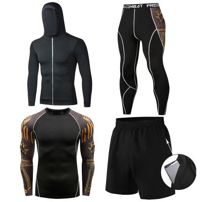 China Factory NEW Breathable Tank Top Sleeves T-shirt Zipper Cycling Coat Long Pants Shorts Four Piece Suit Bike Wear Gym Fitness Quick Dry Sets for sale