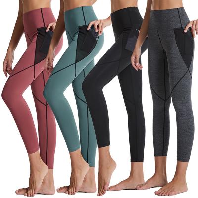 China New Side Mesh Pocket Fitness Compression High Waist Design Leggings For Women Tights Gaiters For Women for sale