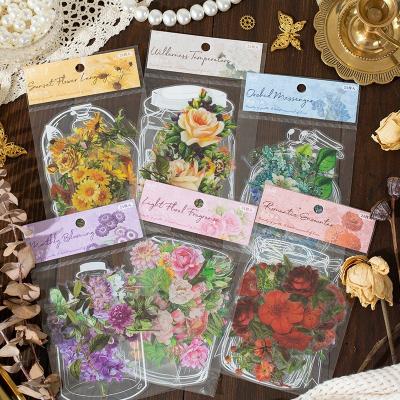 China 24pcs Pet Sticker Vintage Package Plant Decorative Transparent School Flower DIY Scrapbook Decor Sticker Handmade Scrapbook Decor Sticker for sale