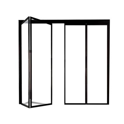 China Aluminum Alloy Windproof Anti-clamping Glass Push And Pull Safety Folding Door For Kitchen Toilet Balcony for sale