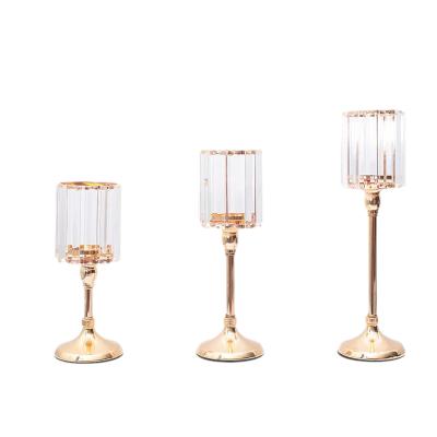 China High quality home decoration durable using modern home decor round glass candle holders set for sale