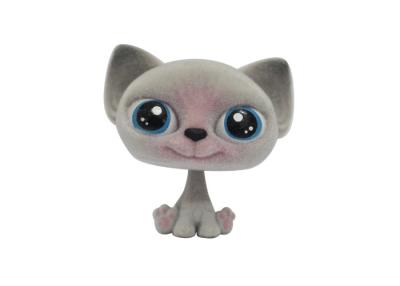 China Small Cartoon Flocked Animal Toys Colorful Cat Toys With Big Ear PVC for sale