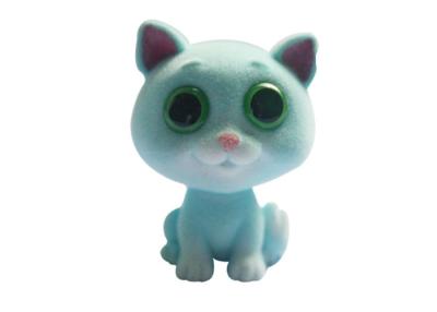 China Light Green Pretty Plastic Cat Figures , Flocked Kitten Stuffed Animals For Kids Playing for sale