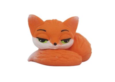 China Orange Cartoon Plastic Miniature Toys , Girl Baby Fox Toy With Rolling Up Tail for sale