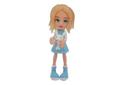 China Blue Sky Dress Plastic Girl Doll Toys Beautiful With Pear Short Hair for sale