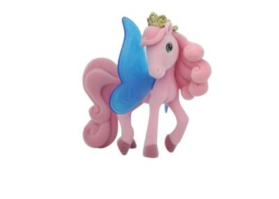 China Unique Pink Plastic Figures Toys , Flocked Pony With Butterfly Wing for sale